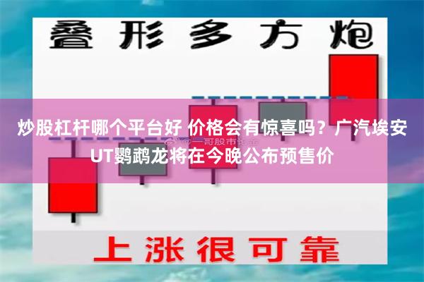 炒股杠杆哪个平台好 价格会有惊喜吗？广汽埃安UT鹦鹉龙将在今晚公布预售价