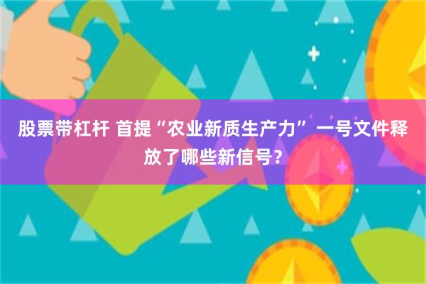 股票带杠杆 首提“农业新质生产力” 一号文件释放了哪些新信号？